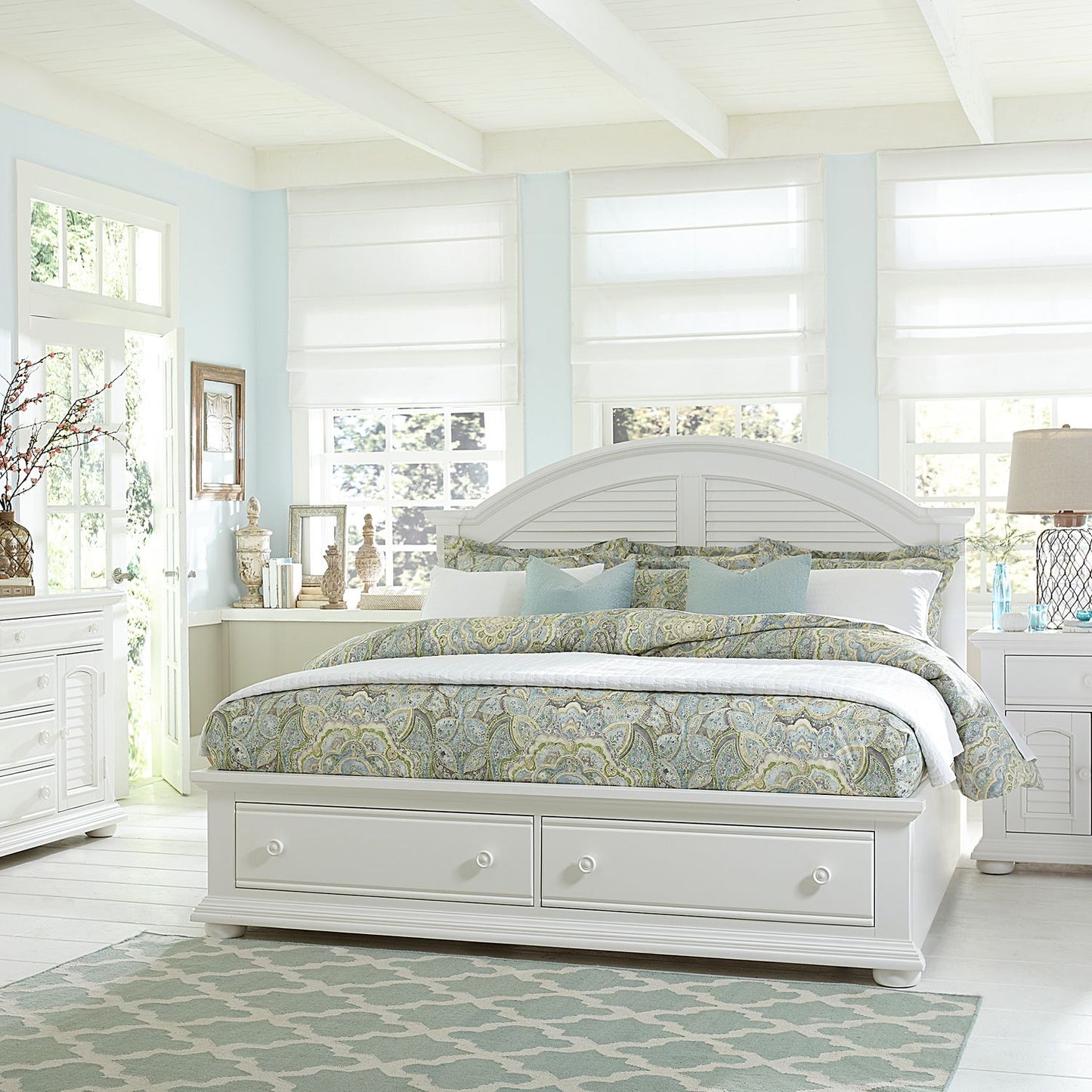 Summer House I - Queen Storage Bed, Dresser & Mirror, Chest, Night Stand