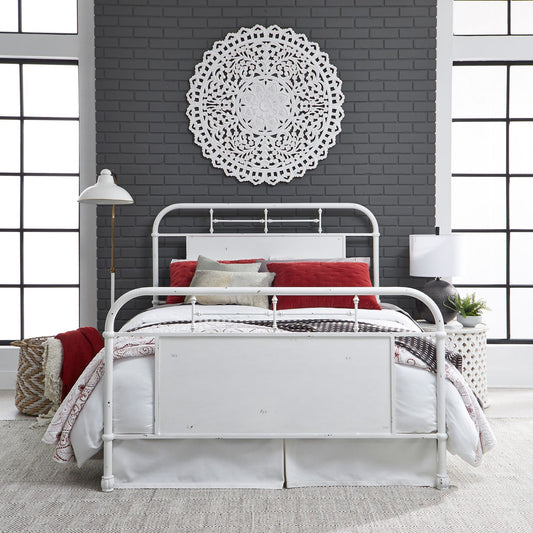 Vintage Series - Queen Metal Bed - Antique White