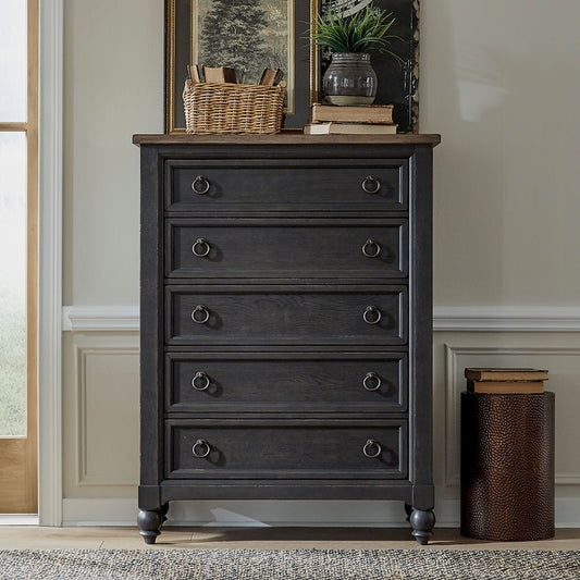 Americana Farmhouse - 5 Drawer Chest - Black