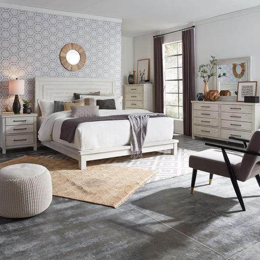 Modern Farmhouse - Queen Platform Bed, Dresser & Mirror, Chest, Night Stand