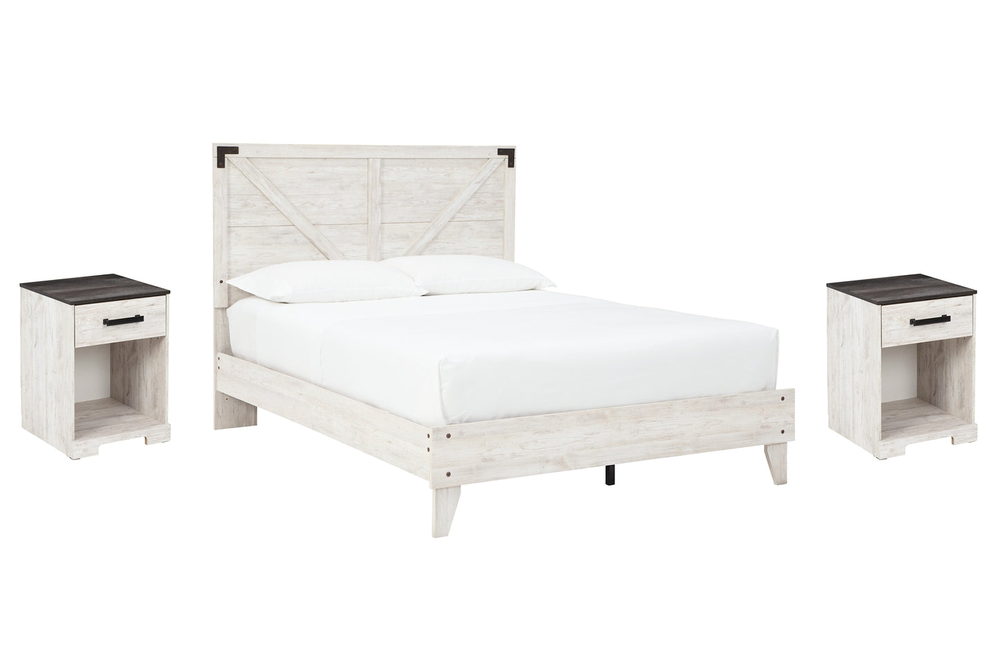 Shawburn Queen Panel Platform Bed with 2 Nightstands