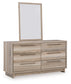 Hasbrick King Panel Headboard with Mirrored Dresser, Chest and Nightstand