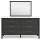 Cadmori Full Upholstered Bed with Mirrored Dresser and 2 Nightstands