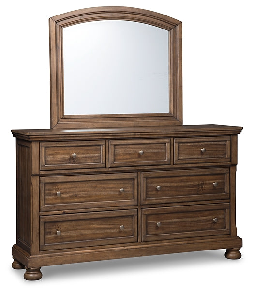 Flynnter  Panel Bed With Mirrored Dresser And Chest