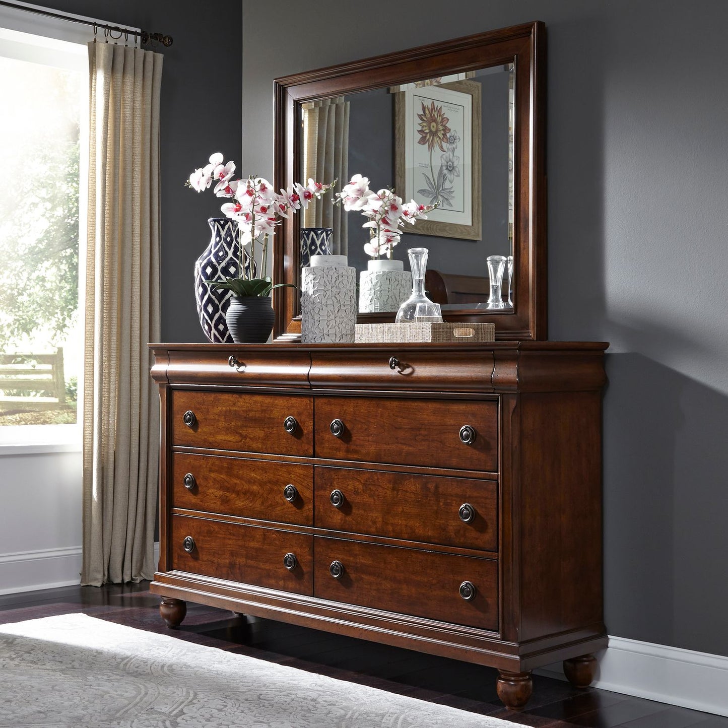 Rustic Traditions - King Sleigh Bed, Dresser & Mirror, Chest, Night Stand