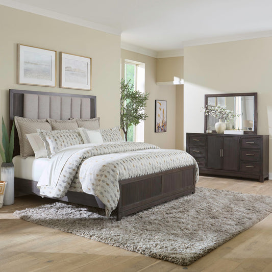 Modern Edge - King Uph Bed, Dresser & Mirror