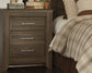 Juararo California King Poster Bed with Mirrored Dresser, Chest and Nightstand