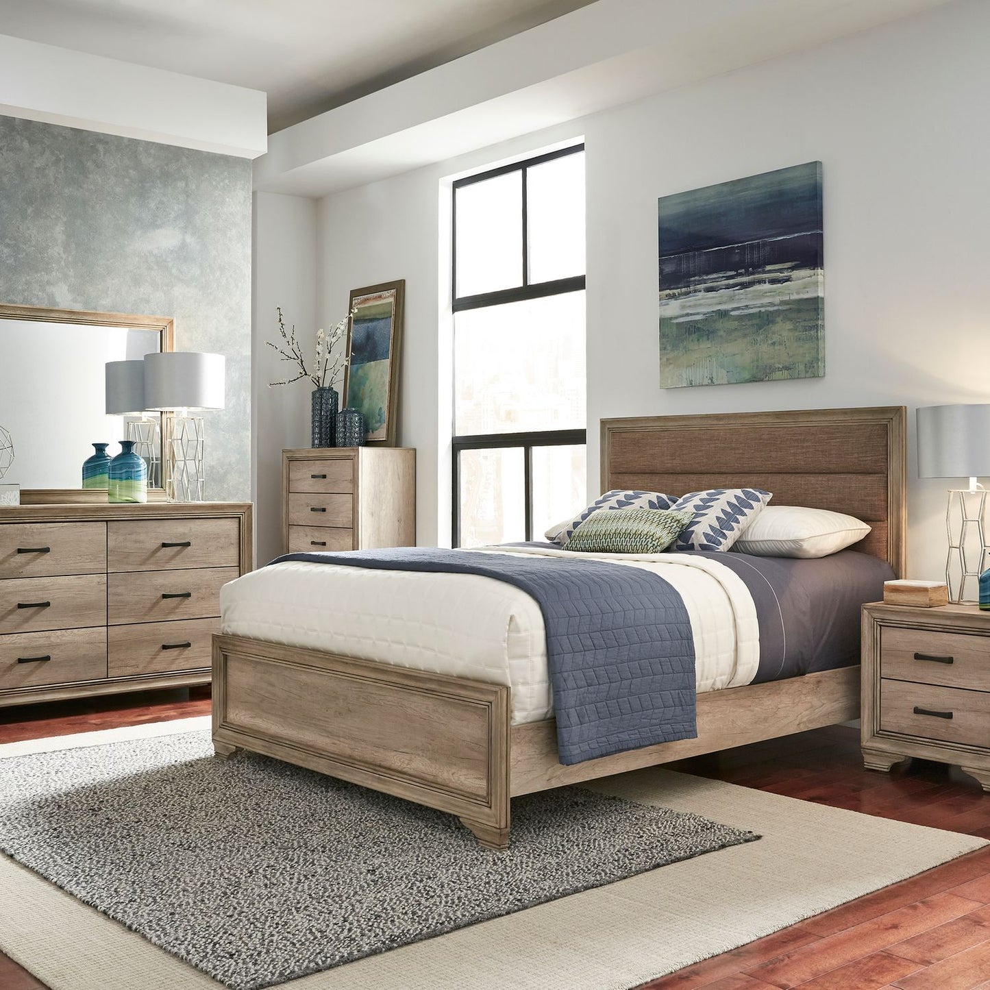 Sun Valley - King California Uphosltered Bed, Dresser & Mirror, Chest, Night Stand