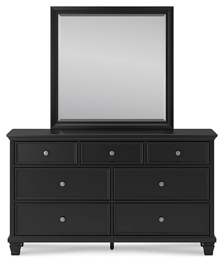 Lanolee Queen Panel Bed with Mirrored Dresser, Chest and 2 Nightstands